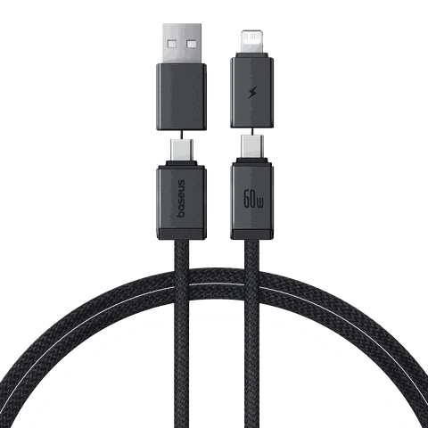Cáp Sạc Đa Năng Baseus Versatile Type-C / USB to Type-C / Ln 60W | 4 Cổng, Nam Châm Thu Gọn