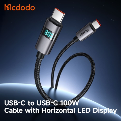 Cáp Sạc Nhanh Mcdodo Horizontal LED Display 100W Type-C to Type-C | Màn Hình LED Ngang, Dây Dù Bền