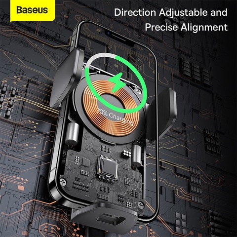 Bộ Đế Giữ Điện Thoại Tích Hợp Sạc Không Dây Baseus Wisdom Auto Alignment Car Mount Wireless Charger（QI 15W)