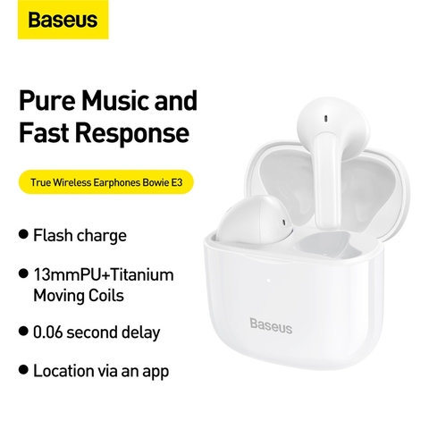 Tai nghe Bluetooth Baseus Bowie E3 True Wireless Earbuds ( Bluetooth 5.0 , GPS - APP Control, Super Fast charge, Nearly No-delay & HD Stereo Gaming Earbuds )