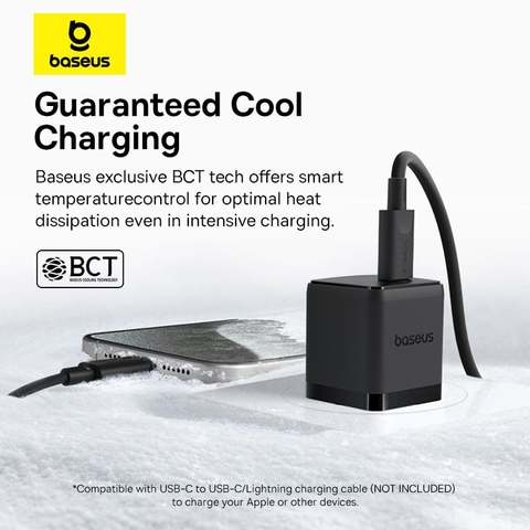 Bộ Sạc Nhanh Baseus Palm 20W | Kèm Cáp Type-C Sang Ln, Tản Nhiệt BCT, 8 Lớp Bảo Vệ