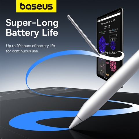 Bút Cảm Ứng Sạc Không Dây OS-Baseus Smooth Writing 2 Series Wireless Charging Multifunctional Stylus, Moon White (Active Wireless Version with active pen tip)