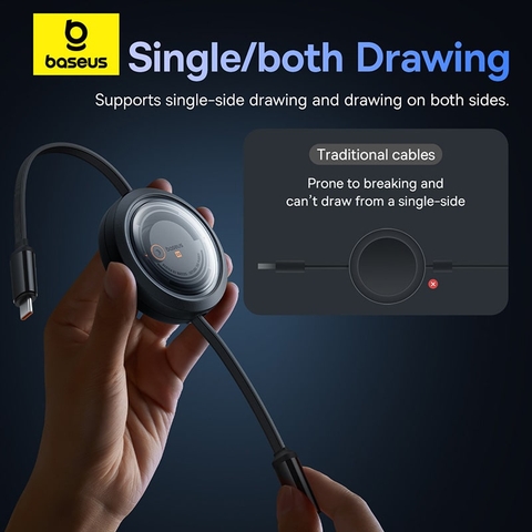 Cáp Sạc Nhanh Nhiều Đầu Baseus Free2Draw Retractable Crystal Fast Charging Data Cable Type-C to M+L+C 100W