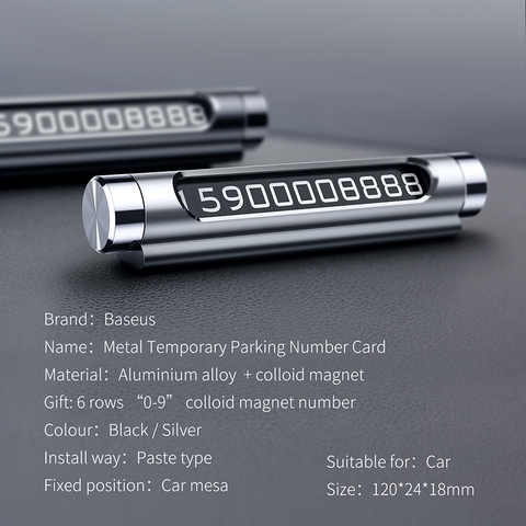 Bảng số điện thoại Baseus Metal Parking Card dùng cho xe hơi ( Nam châm, hợp kim nhôm cao cấp)