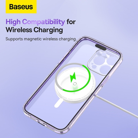 Combo Ốp Lưng & Cường Lực Baseus Crystal Cho iP14 | Hỗ Trợ Sạc Từ Tính, Chống Sốc & Ố Vàng