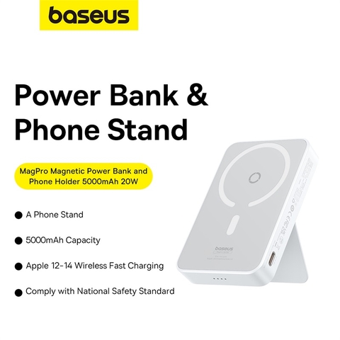 Sạc Dự Phòng Không Dây OS-Baseus MagPro Magnetic Bracket Wireless Fast-Charging Power Bank 5000mAh 20W