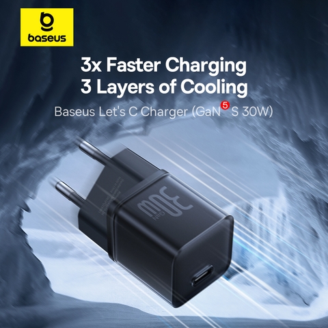 Cốc Sạc Nhanh OS-Baseus GaN5S Fast Charger 1C 30W EU (Chân cắm tròn)