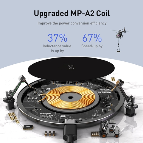 Đế sạc nhanh không dây 15W Baseus Simple Wireless Charger cho iPhone/Samsung/Xiaomi/ Huawei (15W, 2020 Upgraded Version Wireless Quick charger)