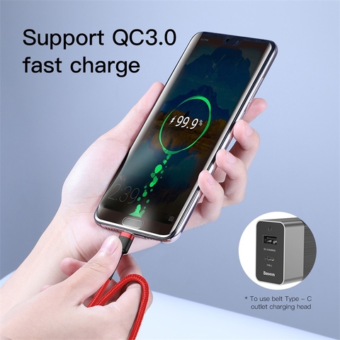 Cáp sạc nhanh & truyền data tốc độ cao Baseus Cafule C to C PD cho Smartphone/ Tablet / Macbook/ Laptop Type C (3A, 60W, Power Delivery, QC3.0 Quick Charge Cable)