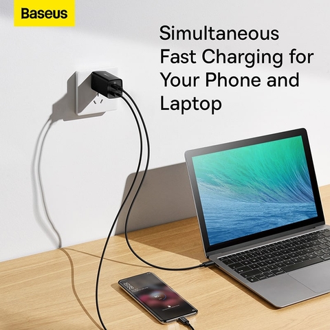 Cốc sạc nhanh Baseus GaN2 lite Fast Charger C+U 65W CN (SUPER VOOC)