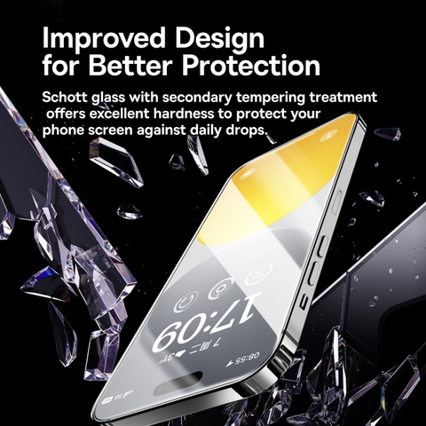 Kính Cường Lực Chống Nhìn Trộm Baseus Schott Series Full-Coverage Privacy Protection Tempered Glass Screen Protector with Built-in Dust Filter for iP 15