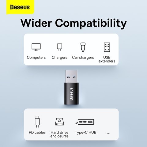 Đầu Chuyển USB Sang Type C tốc độ cao Baseus Ingenuity Series Mini OTG Gen2 (USB-A 3.1 Full Size to Type C, 10Gbps High speed OTG, PD Fast charge Support)