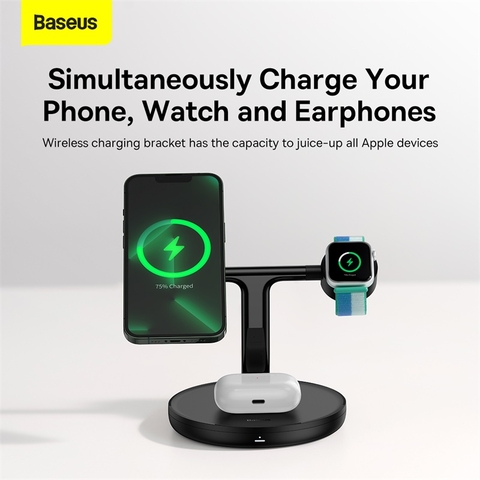 Bộ sạc không dây Baseus Swan 3-in-1 Wireless Magnetic Charging Bracket 20W