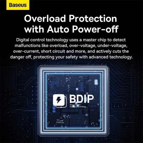 Trạm Sạc GaN Baseus PowerCombo 40W | 3 AC, 2 Type-C, 1 USB, Bảo Vệ Quá Tải BDIP