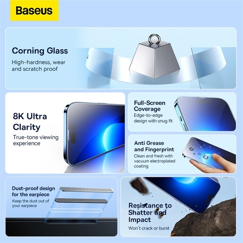 Cường lực chống bụi All-glass Corning Tempered Glass EasyStick Film (Cellular Dust-proof) iP14