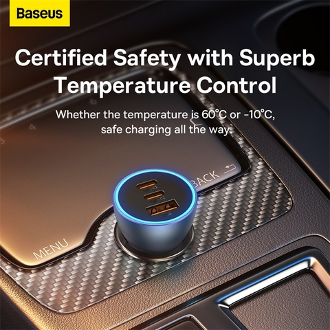 Tẩu Sạc Baseus Golden Contactor Pro 65W | Công Nghệ BPS II, Sạc Nhanh PD & QC, 2Type-C + USB