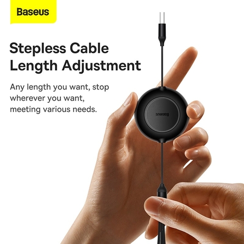 Cáp Sạc Dây Rút 3 trong 1 Baseus Bright Mirror | 66W Sạc Nhanh, Cuộn Gọn Chống Rối, USB to M+L+C