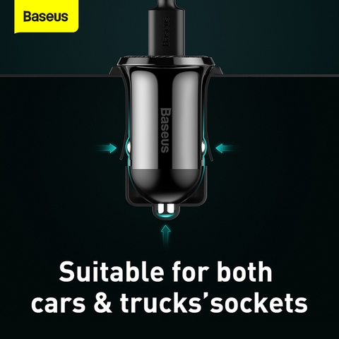 Tẩu sạc 2 cổng USB dùng trên xe hơi Baseus Grain Pro Car Charger (5V/ 4.8A, Dual USB Port Auto Quick charger)