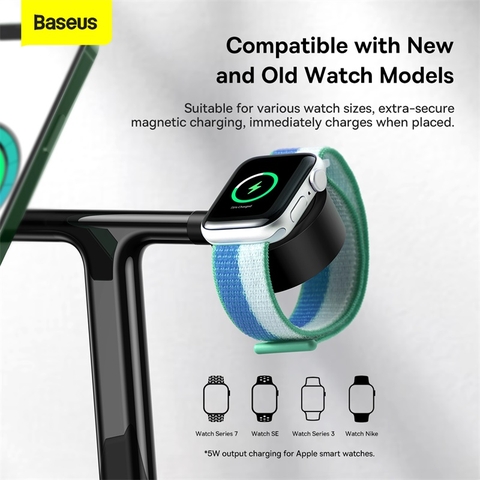 Bộ sạc không dây Baseus Swan 3-in-1 Wireless Magnetic Charging Bracket 20W