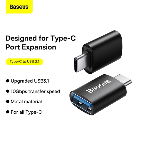 Đầu chuyển OTG Type C to USB 3.1 tốc độ cao Baseus Ingenuity Series Mini OTG Gen2 (Type-C to USB-A 3.1 Full Size, 10Gbps High speed OTG for Laptop/ Macbook/ iPad/Tablet/ Smartphone)