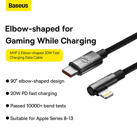 Cáp Sạc Nhanh IPhone 90 Độ Baseus MVP 2 Elbow-shaped Fast Charging Data Cable Type-C to iP 20W