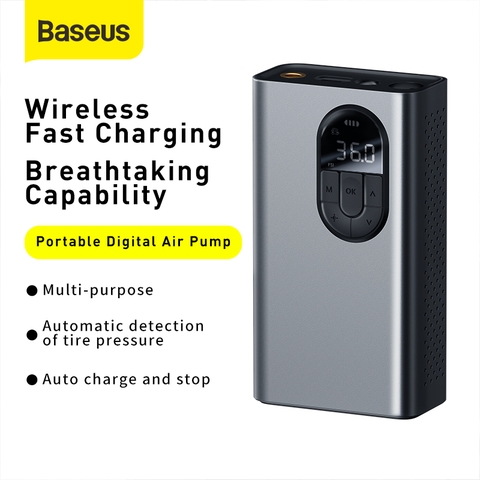 Máy bơm lốp xe hơi Baseus Energy Source Inflator Wireless Intelligent Air Pump (Pin sạc 2500 mAh, theo dõi áp suất, 5-150 psi )
