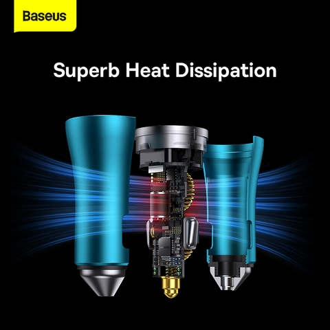 Tẩu Sạc Baseus Golden Contactor Pro 40W 2 Cổng Type-C | Sạc Nhanh 2 Thiết Bị, Công Nghệ BPS, Đèn LED