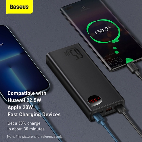 Pin dự phòng sạc nhanh Baseus Adaman Metal Digital Display Quick Charge Power Bank cho Smartphone/ iPad/ Macbook/ Laptop (65W, 20000mAh, QC3.0/ PD3.0/ SCP/ AFC Quick charge Power Bank)