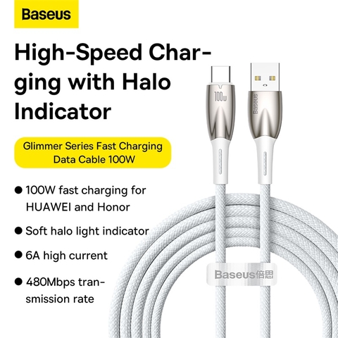 Cáp sạc Baseus Glimmer Series Fast Charging Data Cable USB to Type-C 100W