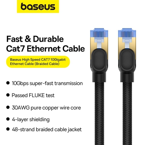 Cáp Mạng Lan 2 Đầu Baseus High Speed CAT7 10Gigabit Ethernet Cable (Cáp dây dù)
