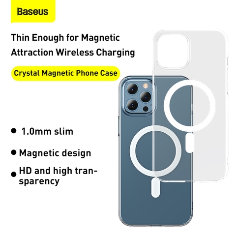 Combo Ốp Lưng & Cường Lực Baseus Crystal Cho iP12 | Hỗ Trợ Sạc Từ Tính, Siêu Mỏng