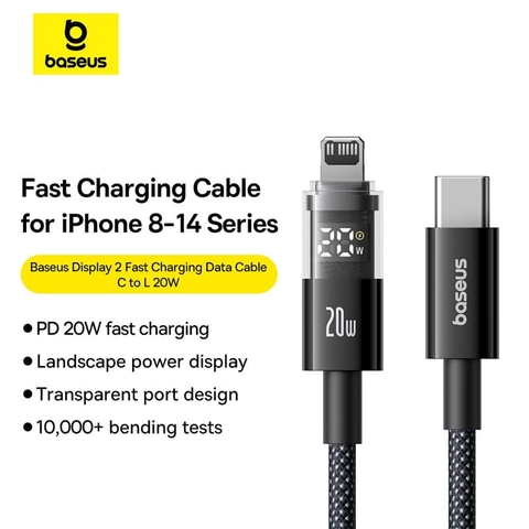 Cáp Sạc Nhanh Baseus Display 2 Fast Charging Data Cable Type-C to iP 20W