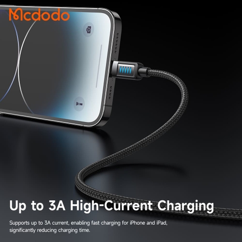 Cáp Sạc Mcdodo Cab Vision USB to Ln 12W | Đèn LED Độc Đáo, Chống Đứt Gãy