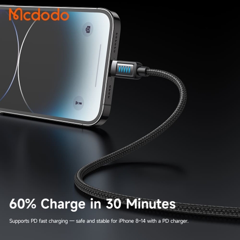 Cáp Sạc Mcdodo Cab Vision 36W Type-C to Ln | Có Đèn LED, Chuẩn PD Cho iP