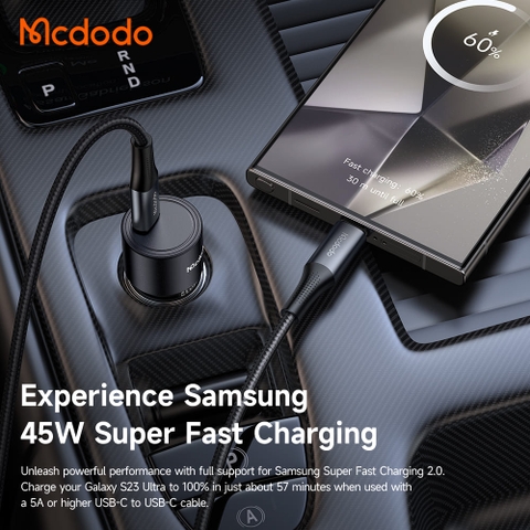 Tẩu Sạc Mcdodo Obsidian 45W Siêu Nhỏ Gọn | 1 Cổng Type-C Sạc Nhanh Đa Năng