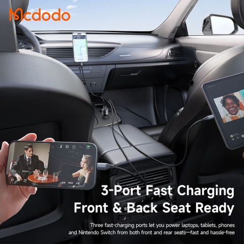 Tẩu Sạc Nhanh Mcdodo Gana 90W/130W | 2 Type-C + USB, Vỏ Kim Loại, Hỗ Trợ SFC 2.0