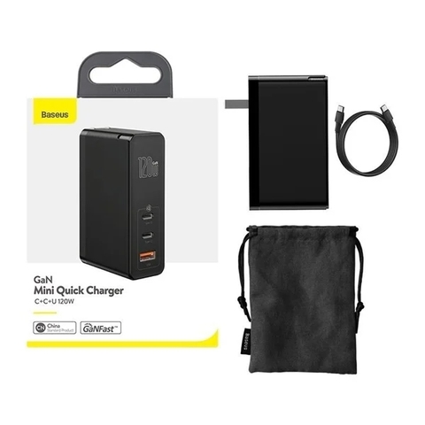 Bộ sạc nhanh đa năng Baseus GaN2 Pro Quick Charger 120W dùng cho Smartphone/ Tablet/ Macbook / Laptop (C+C+A, With C to C Cable, E-mark Chip 100W