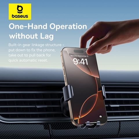 Giá Đỡ Điện Thoại Baseus Metal Age Go | Kẹp Cửa Gió, Khóa Tự Động Bằng Trọng Lực