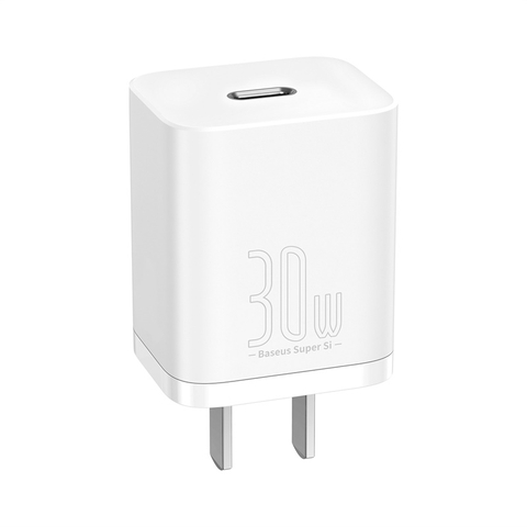 Củ sạc nhanh Baseus Super Si Quick Charger 30W dùng cho iPhone/ Samsung/ OPPO (30W, Type C, PD/ QC3.0 Quick charger)