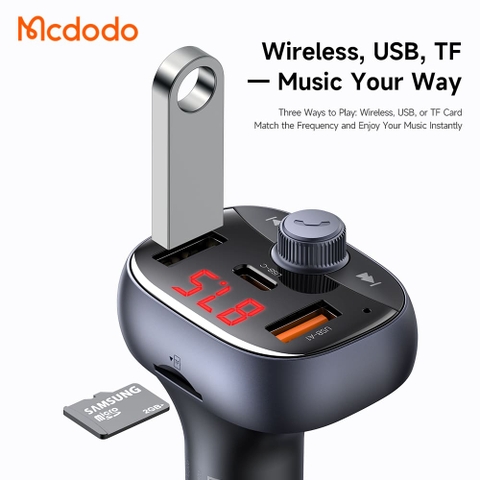 Tẩu Sạc Mcdodo CarGo 72W 3 Cổng | 2USB + Type-C, Phát Nhạc Qua Sóng FM, Sạc Nhanh