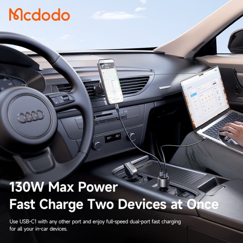 Tẩu Sạc Nhanh Mcdodo Gana 90W/130W | 2 Type-C + USB, Vỏ Kim Loại, Hỗ Trợ SFC 2.0