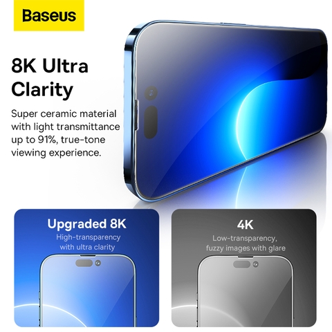 Kính cường lực Baseus All-glass SuperCeramic Tempered Glass EasyStick Film iP14 (Pack of 2)