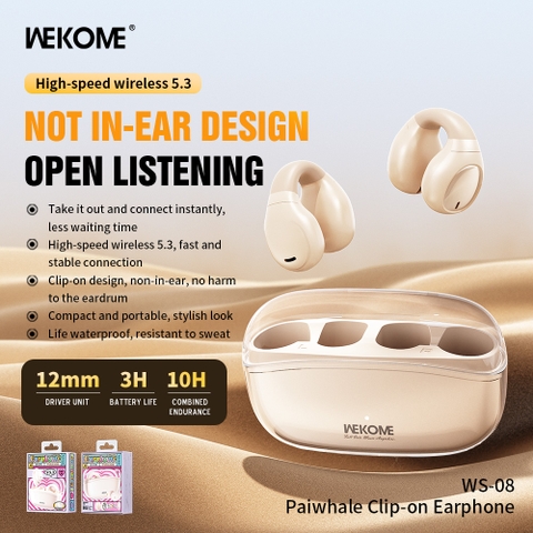 Tai Nghe Bluetooth Wekome WS-08 Paiwhale Clip-on Earphone