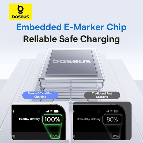 Cáp Sạc Nhanh Baseus 100W Type-C to Type-C | Chip E-Marker, Màn Hình LED Thông Minh