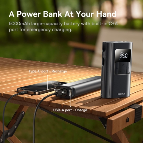 Bơm Lốp Ô Tô Baseus PrimeTrip VA1 | Thiết Bị Cứu Hộ Ô Tô, Bơm & Sạc Đa Năng