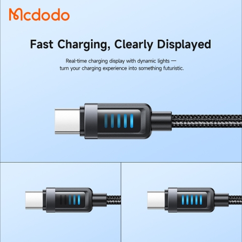 Cáp Sạc Mcdodo Cab Vision 240W Type-C to Type-C | Đèn LED Độc Đáo, Chip E-Marker 2.0