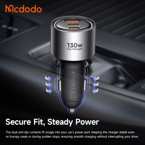 Tẩu Sạc Nhanh Mcdodo Gana 90W/130W | 2 Type-C + USB, Vỏ Kim Loại, Hỗ Trợ SFC 2.0