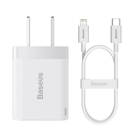 Bộ cốc sạc nhanh, nhỏ gọn Baseus Super Si Pro Quick Charger 20W dùng cho iPhone 12/iP11/XS Max