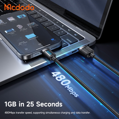 Cáp Sạc Mcdodo Cab Vision USB to Ln 12W | Đèn LED Độc Đáo, Chống Đứt Gãy