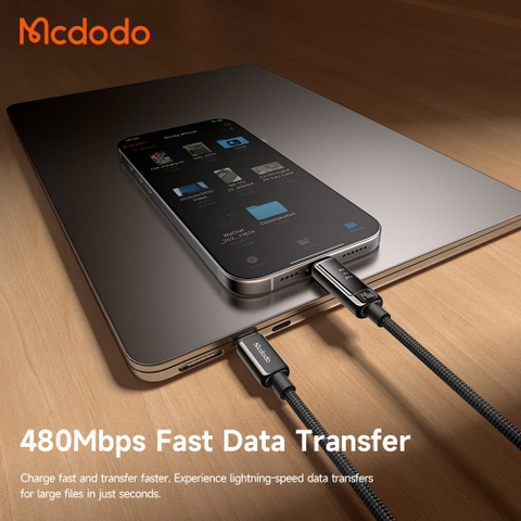 Cáp Sạc Mcdodo Vision Màn Hình OLED | Type-C to Type-C 240W, Hợp Kim Kẽm, Dây Dù Siêu Bền